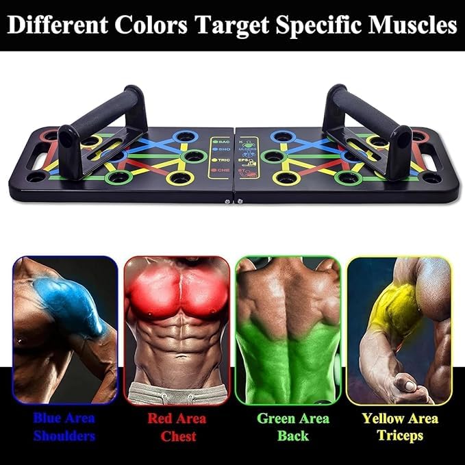 Premium 15 In 1 Pushup Board: Gym Equipment for Home Workout, Versatile Pushup Stand, Ideal Home Gym Equipment for Strength Training and Fitness, Durable and Ergonomic Design (Black)